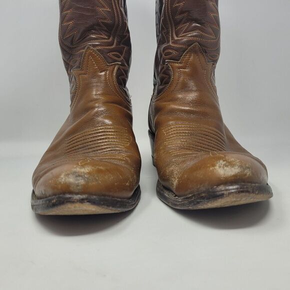 Vintage Tony Lama Boots Mens 8.5 Brown Leather Western Cowboy Rodeo - Picture 7 of 13